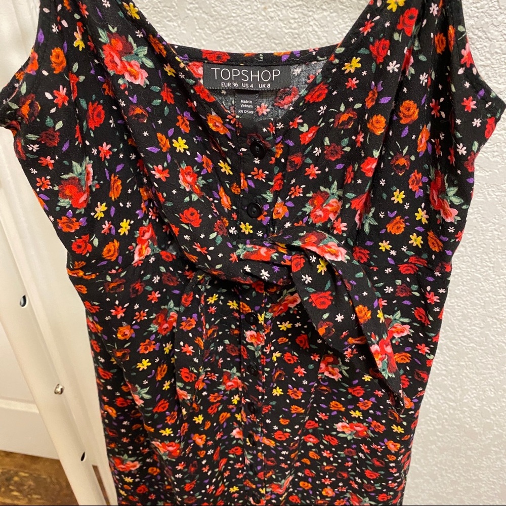 Topshop floral tank midi dress fits like 0/2